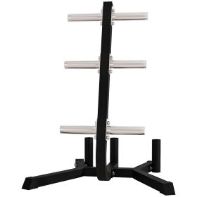 2-Inch Weight Plate Rack with Barbell Bar Holders, Olympic Weight Tree, 660 lbs. Capacity, Black