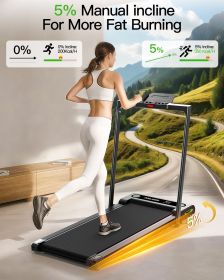 Akluer 2-in-1 Walking Pad Treadmill with Incline, 2.5 HP Under Desk Treadmill with Remote, Folding Compact Treadmill for Home Office with LED Dis