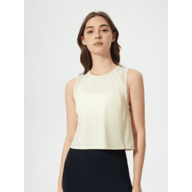 JupiterGear Round-Neck Cropped Tank (Color: Pastel Yellow, size: 6)