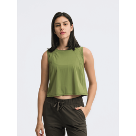 JupiterGear Round-Neck Cropped Tank (Color: Moss, size: 8)